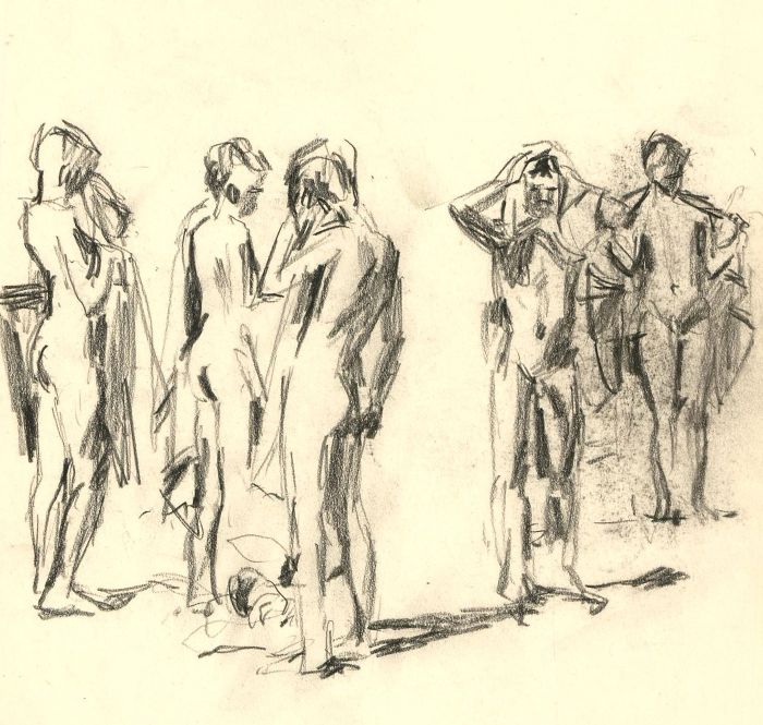 Maurice Feild (1905-1988) - A Pair of Charcoal Drawings, At the Beach 
