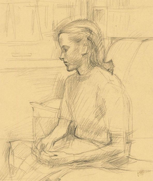 Maurice Feild (1905-1988) - Early 20th Century Graphite Drawing, The Daydreaming Girl