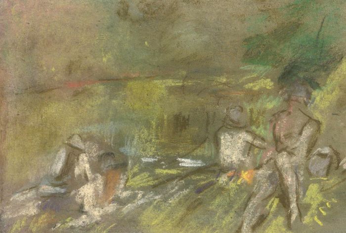 Maurice Feild (1905-1988) - Early 20th Century Chalk Drawing, Relaxing in the Countryside