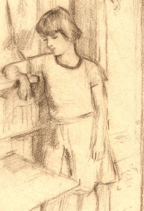 Maurice Feild (1905-1988) - Early 20th Century Chalk Drawing, Portrait of a Girl