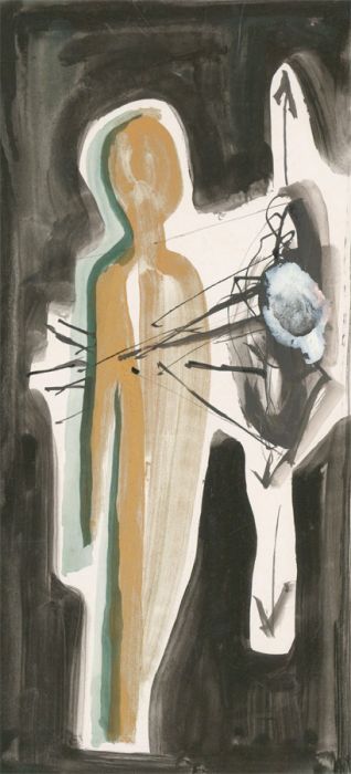 Mircea Marosin (1921-2007) - 20th Century Watercolour, Golden Figure