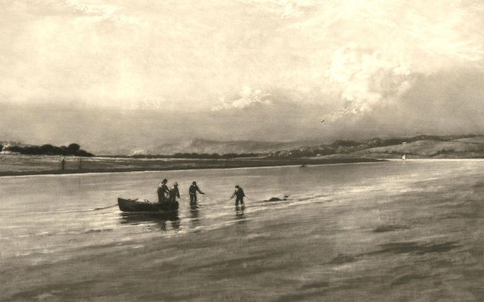Sir Frank Short  - Early 20th Century Mezzotint, Nithsdale Fishermen