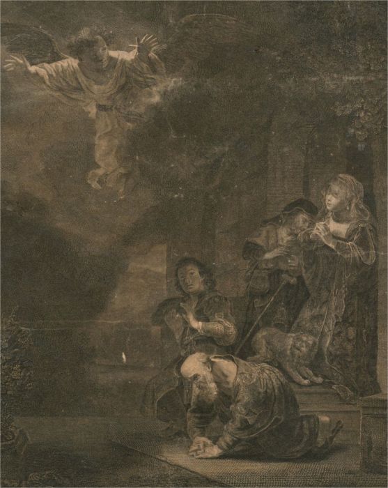 Anthony Walker (1726-1765) After Rembrandt - 1765 Engraving, The Angel Departing