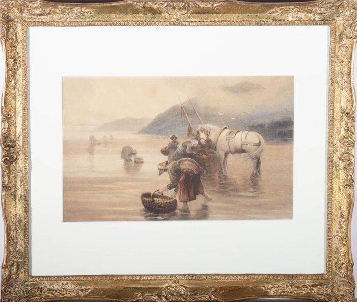 Arthur Netherwood (1864-1930) - Watercolour, Cockle Picking