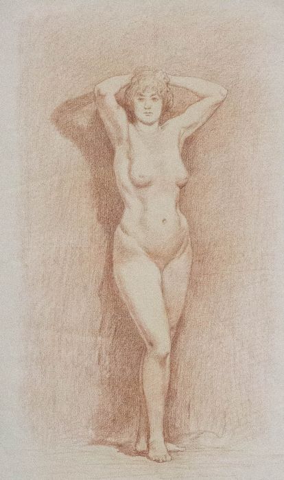 Attrib. George Hodgson (1847-1921) - Early 20th Century Sanguine, Posing Nude