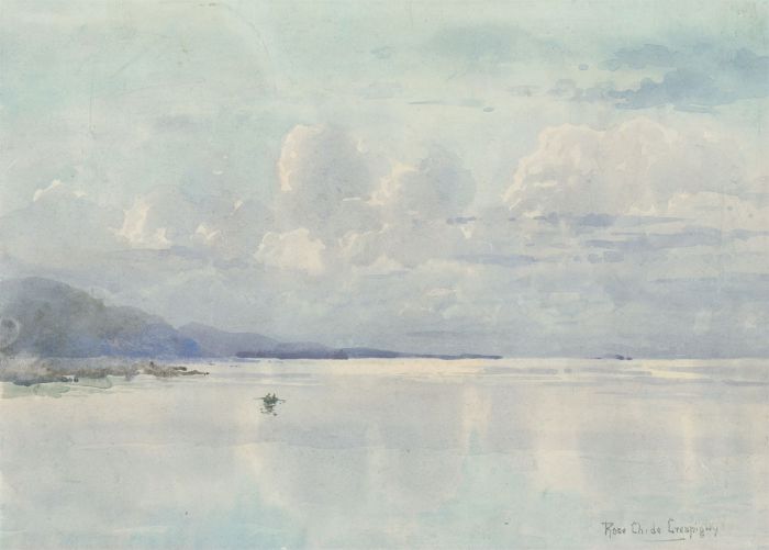 Rose Champion de Crespigny (1859-1935) - Watercolour, Sunset, Co. Antrim