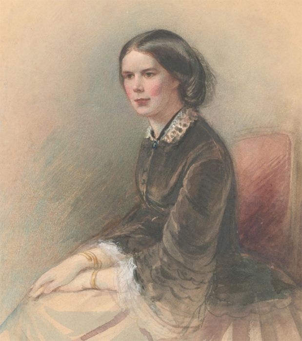Ann Mary Newton nee Severn (1832-1866) - 1857 Watercolour, Self Portrait