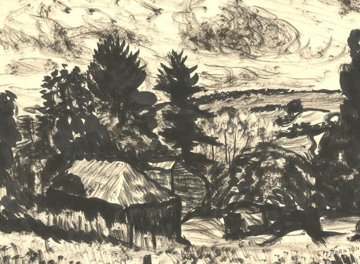 Alfred Henry Robinson Thornton NEAC (1863-1939) - Early 20th Century Pen and Ink Drawing, Farm Cottgaes