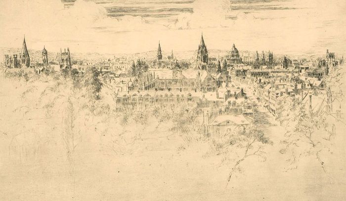 George Huardel-Bly - Early 20th Century Etching, The City of Oxford, England
