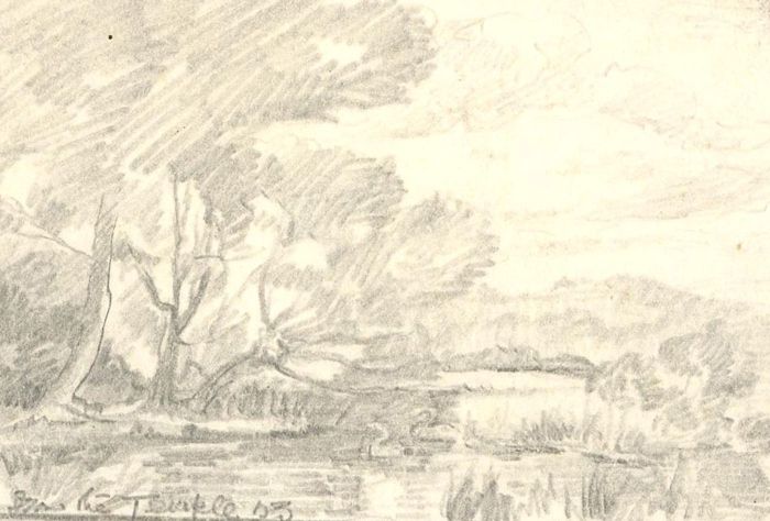 Set of Five Mid 20th Century Graphite Drawings - Mountain Studies