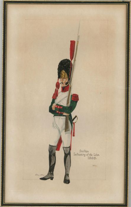 Military Uniform Studies - Early 20th Century Watercolour, Italian Infantryman