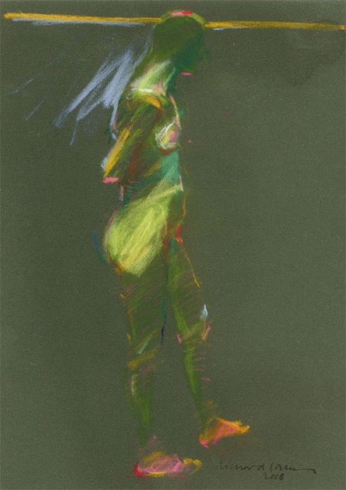 Richard J.S. Young - 2008 Pastel, Standing Nude in Green
