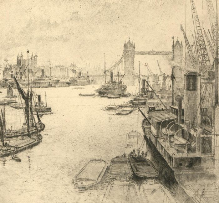 Early 20th Century Etching - Thames, London I