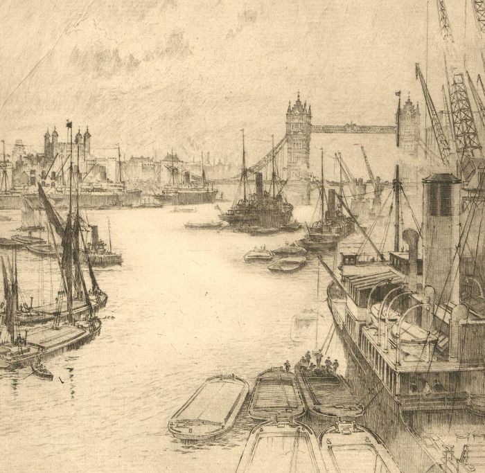 Early 20th Century Etching - Thames, London II