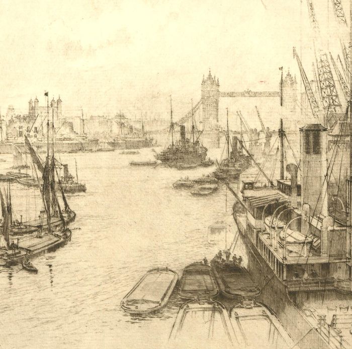 Early 20th Century Etching - Thames, London III