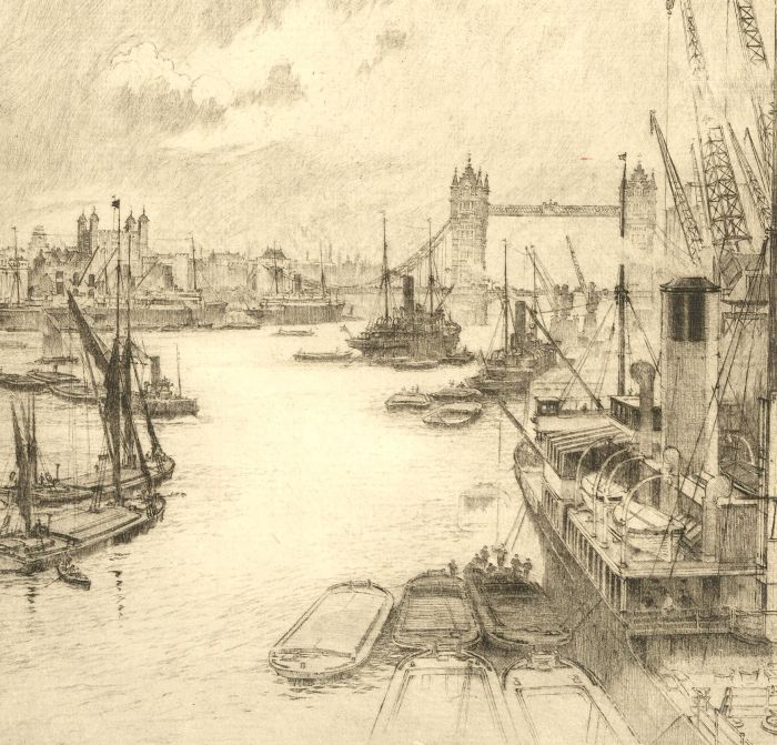 Early 20th Century Etching - Thames, London IV