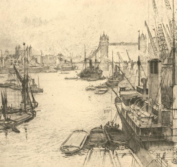 Early 20th Century Etching - Thames, London V