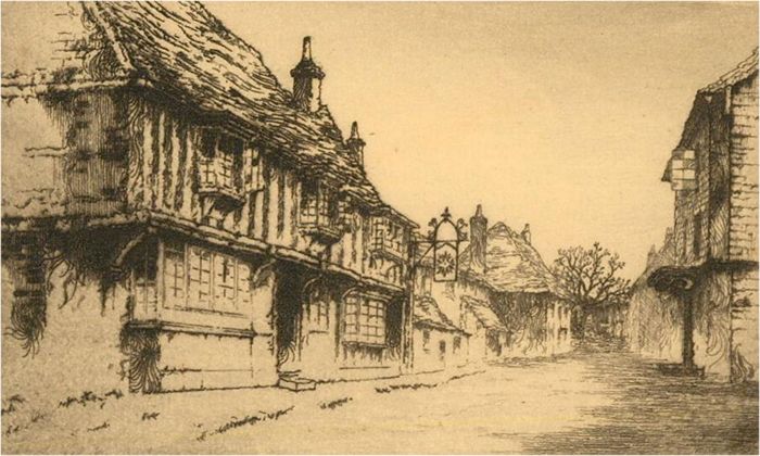 Pair of Early 20th Century Etching - Beach Scene And Tudor Street