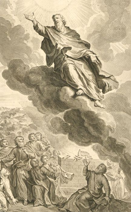 Dutch Bible Scenes - 1720 Engraving, God Took Enoch