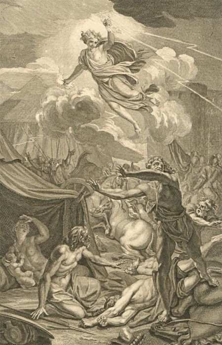 Dutch Bible Scenes - 1720 Engraving, The Assyrian Army Slain