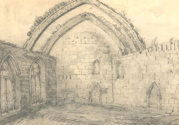 Mary Anne Baignis - c. 1825 Graphite Drawing, Church Ruins