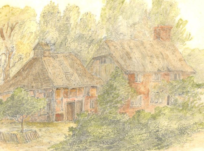 Mary Anne Baignis - c.1825 Graphite Drawing, Rural Cottages