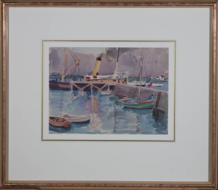 Maria Sophia Ludlow (1869-1951) - c.1925 Watercolour, Ferry at Iles de Lerins