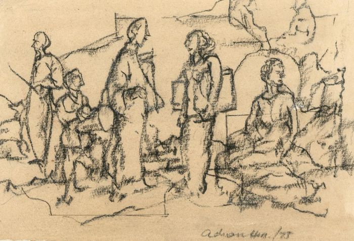 Adrian Hill PROI RBA (1895-1977) - 1975 Charcoal Drawing, Testimony of Study