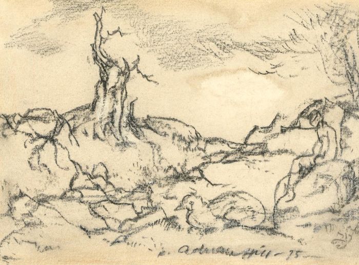 Adrian Hill PROI RBA (1895-1977) - 1975 Charcoal Drawing, A Dead Tree