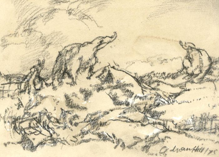 Adrian Hill PROI RBA (1895-1977) - 1975 Charcoal Drawing, These Took Over