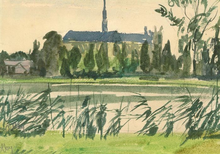 Ronald Olley (b.1923) - Mid 20th Century Watercolour, Amien Landscape