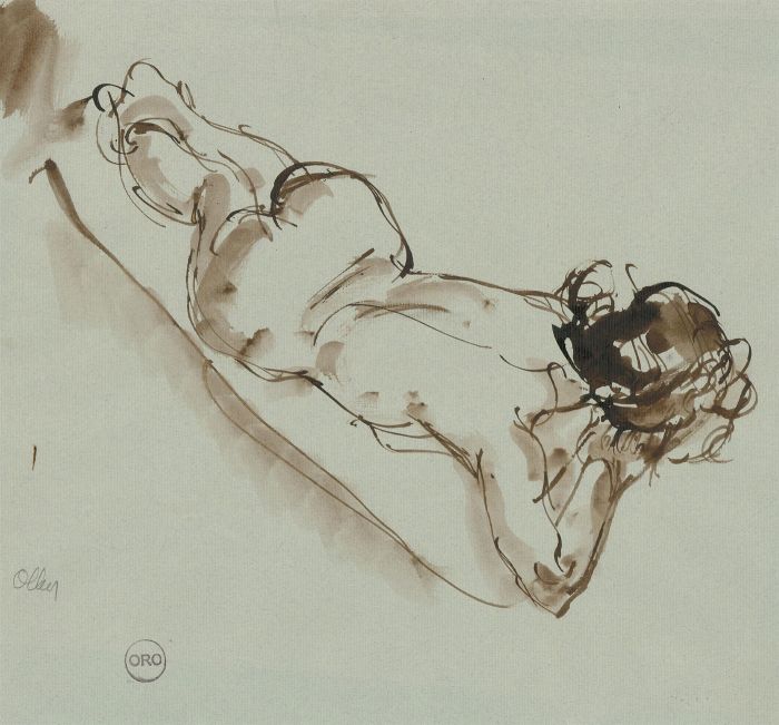 Ronald Olley (b.1923) - Signed Mid 20th Century Pen and Ink Drawing, Figurative Study VI