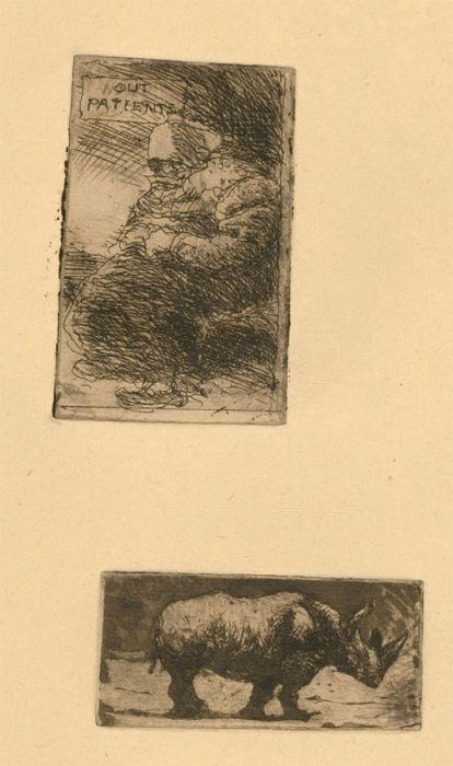 Ronald Olley (b.1923) - Mid 20th Century Etching, The Woman and the Rhino