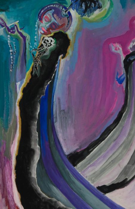 Mircea Marosin (1921-2007) - Contemporary Acrylic, The Smoking Flapper