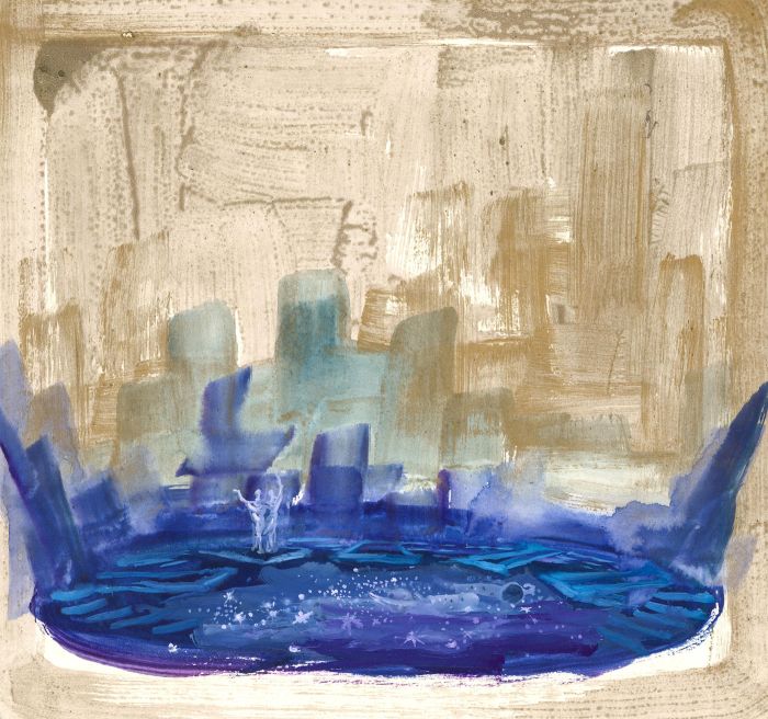 Mircea Marosin (1921-2007) - Contemporary Watercolour, Dancing in the lake.