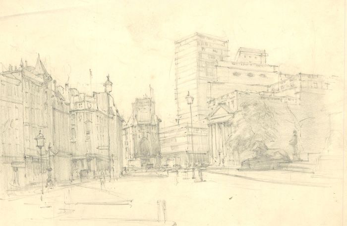 1964 Graphite Drawing - The Streets of London