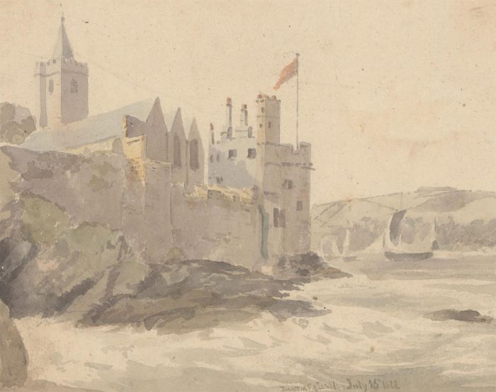 1822 Watercolour - Dartmouth Castle from the River Dart
