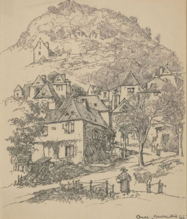1923 Pen and Ink Drawing - Cénac et Saint Julien