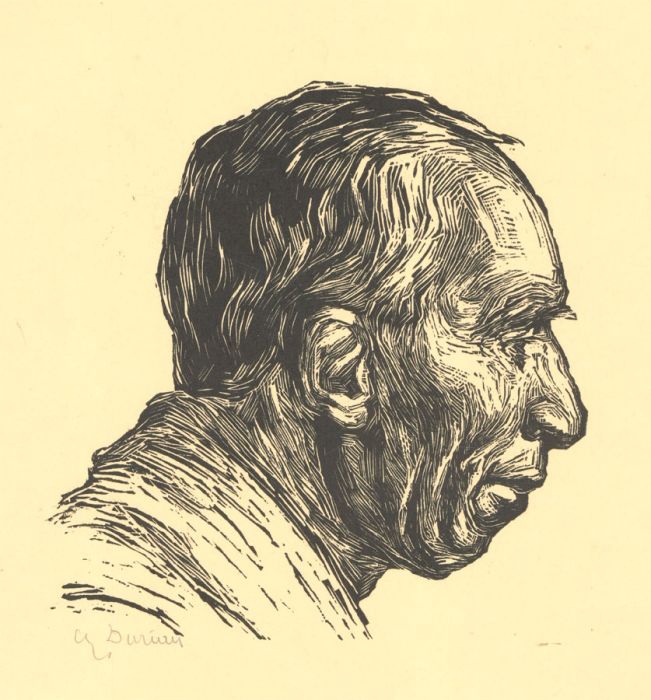 Alfred Duriau (1877-1958) - Early 20th Century Linoprint, Portrait of a Man
