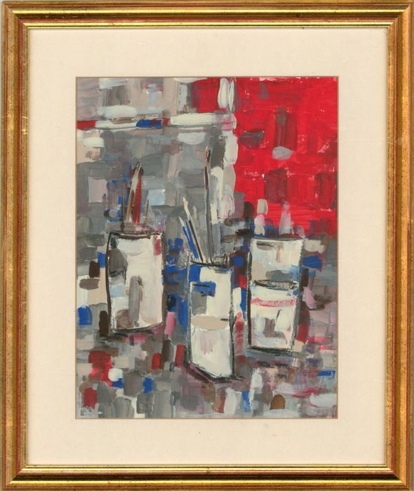 Framed Contemporary Gouache - Artist's Brushes