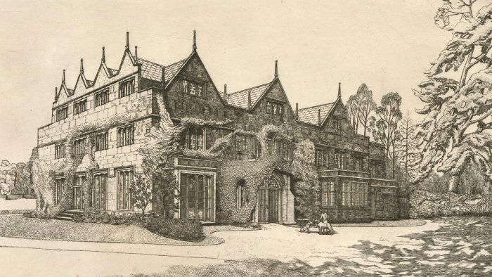 D. Smith - c.1928 Etching, Floore House, Northamptonshire II