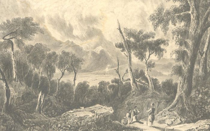 Early 20th Century Graphite Drawing - Mount Cithaeron, Greece