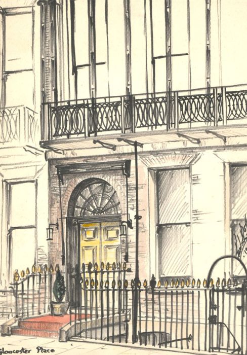Pair of 1955 Pen and Ink Drawings - London Street Scenes