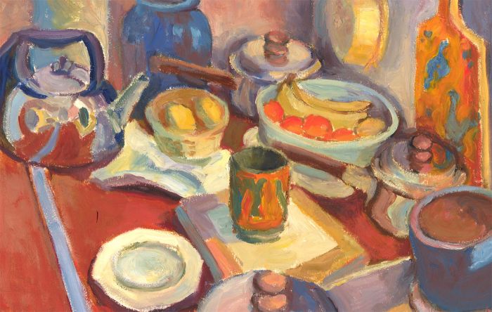 R. Mot - Mid 20th Century Oil, Kitchen Counter
