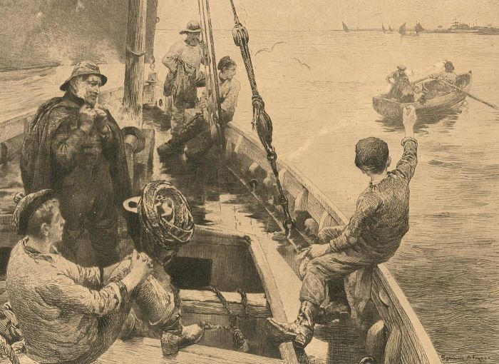 Stanhope Alexander Forbes (1857-1947) - 1886 Etching, Off to the Fishing Ground
