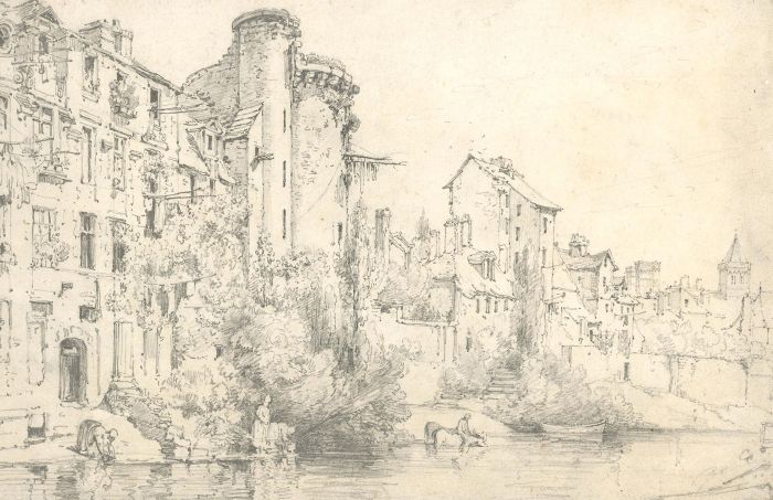 20th Century Graphite Drawing - Study of a Castle