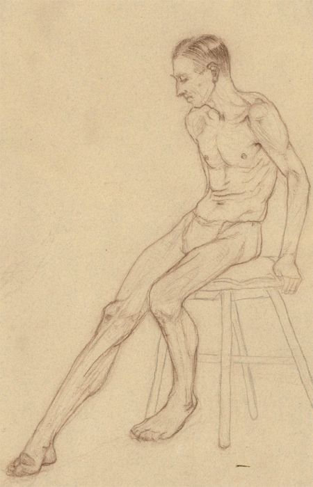 Attrib. Marienne Beverly - c.1930 Graphite Drawing, Male Study
