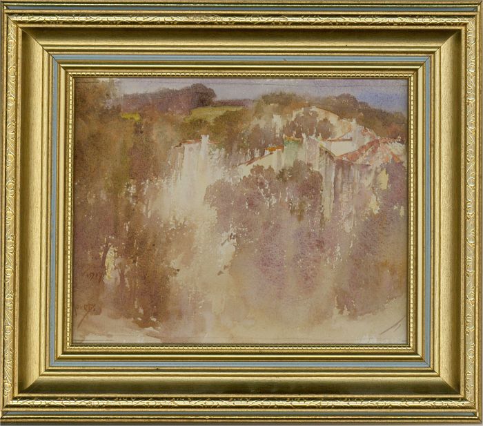 Orlando Greenwood RBA (1892-1989) - 1917 Watercolour, Hillside Village