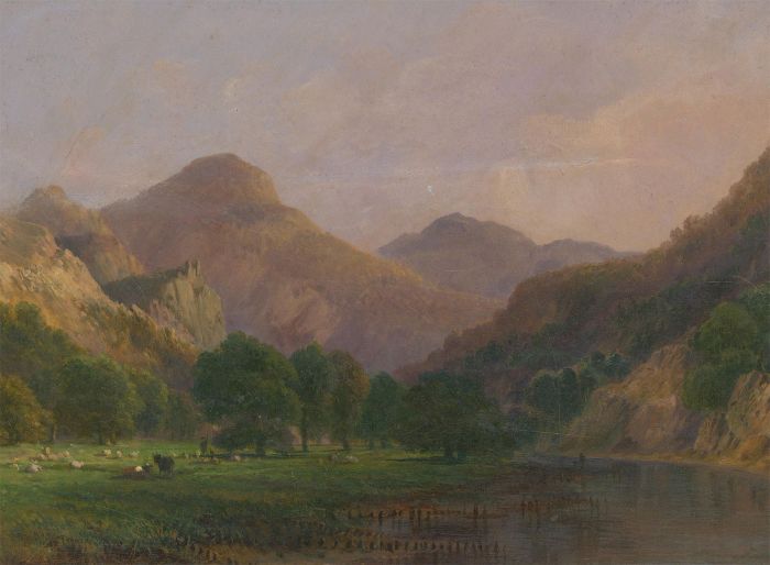 Late 19th Century Oil - Grazing Cattle