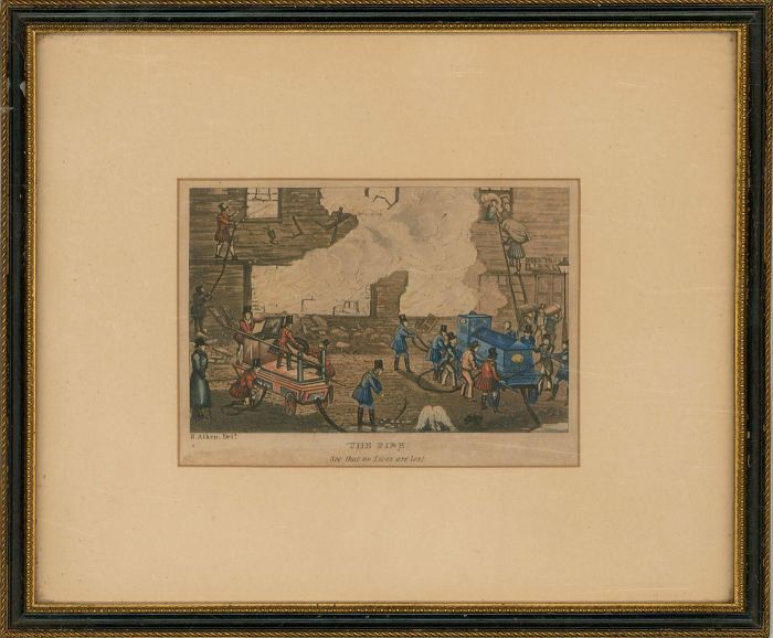 A Set of Four Framed Late 19th Century Lithographs - Fire Scene